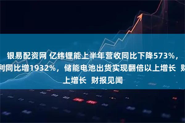 银易配资网 亿纬锂能上半年营收同比下降573%，扣非净利同比增1932%，储能电池出货实现翻倍以上增长  财报见闻